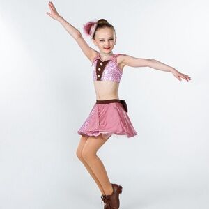 Pink and brown dance costume